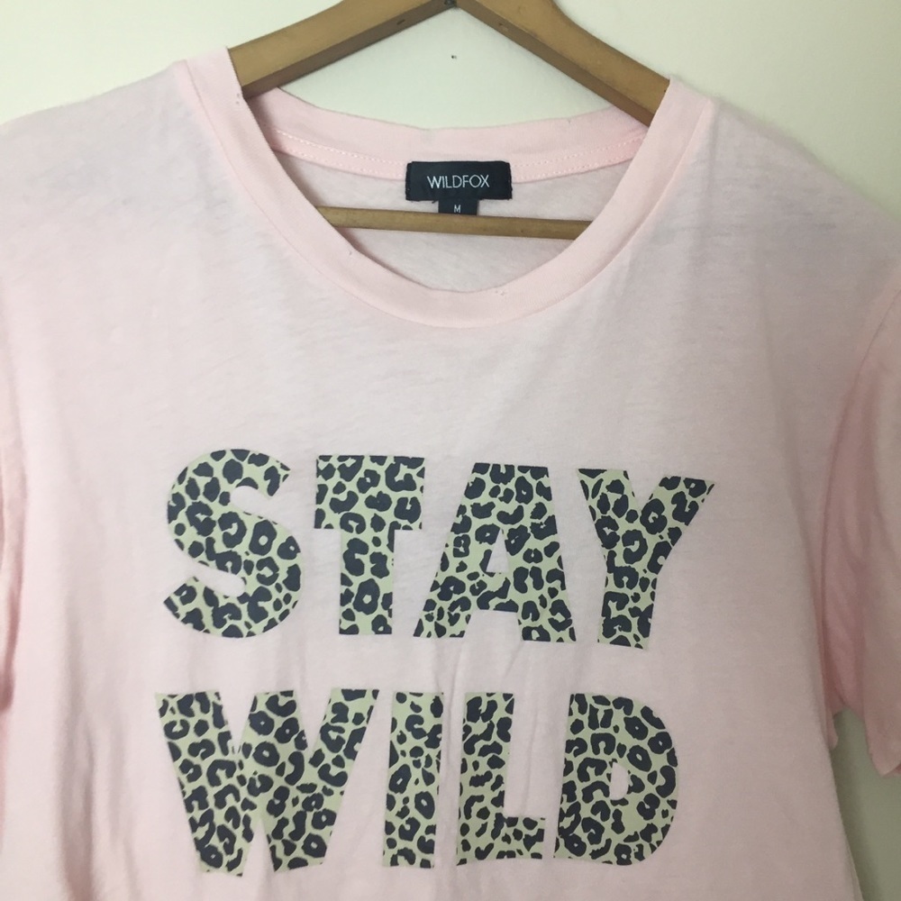 [Wildfox] Light Pink Cheetah Graphic Print Short Sleeve Casual T-Shirt — image 2 of 8